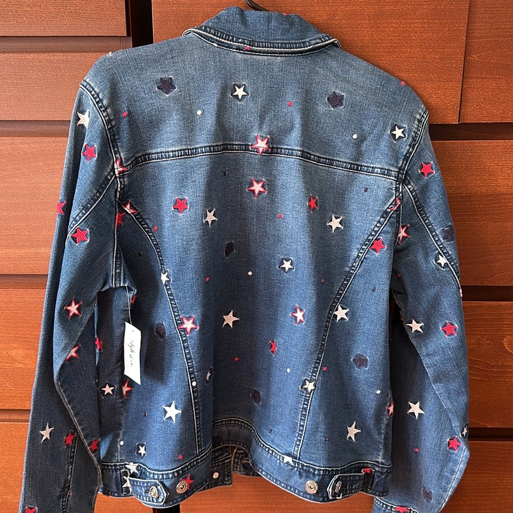 Style & Co starcrossed embroidered denim jacket. Size XL. New with tag. - Picture 2 of 5